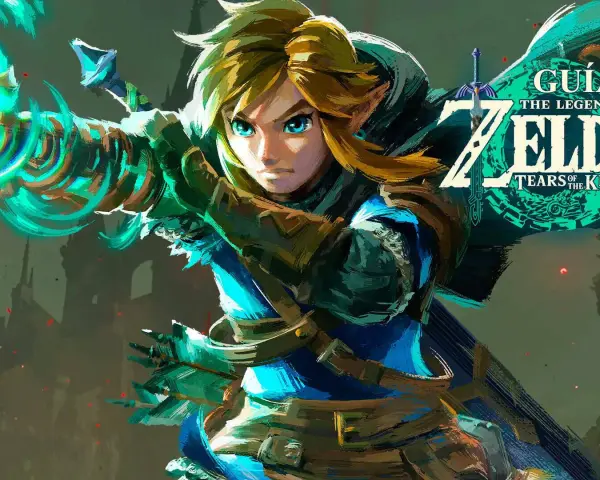 Link, con su arco brillante, listo para la aventura. Guía Zelda Tears of the Kingdom.