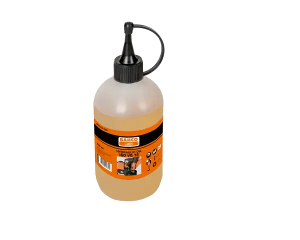 En flaska Bahco hydraulolja, 250 ml, perfekt för att smörja din domkraft och hålla den i toppskick.