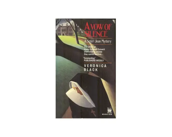Book cover: "A Vow of Silence" by Veronica Black. A nun in a black habit with a white wimple. The story explores how long do monks take a vow of silence.
