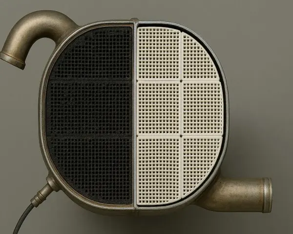 Filtro antiparticolato auto diesel: la parte nera indica accumulo, la bianca rigenerazione. Problemi comuni.