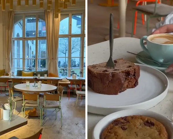 Gemütliches cafe zum arbeiten in Berlin mit Kaffee, Kuchen und Keksen.