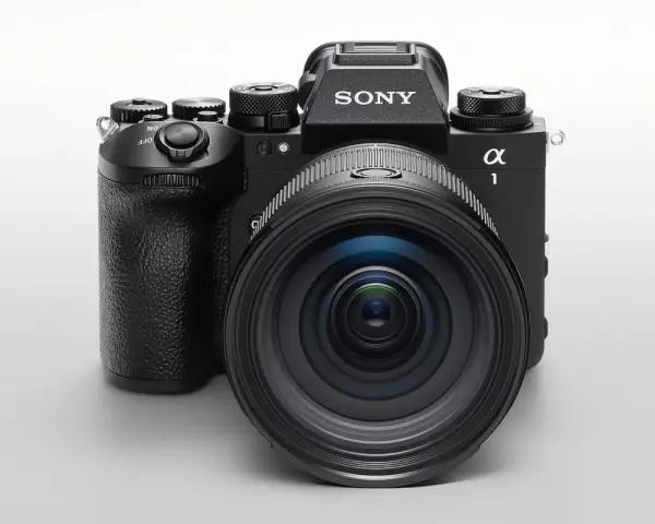 Profesjonalny aparat Sony alfa 1 z obiektywem.