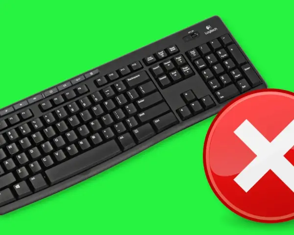 Schwarze Tastatur mit rotem X-Symbol. Die Tastatur ist gesperrt, das tastatur entsperren ist nicht möglich.