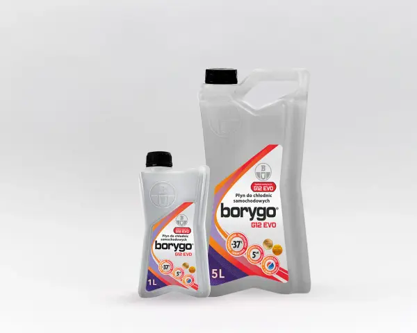 Płyn chłodniczy G12++ borygo EVO w opakowaniach 1L i 5L. Gwarantowana ochrona do -37°C.