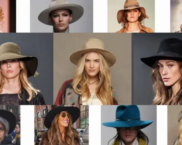 Inspiracje: jak nosić kapelusz damski. Różne modele kapeluszy na głowach modelek, od eleganckich po casualowe.