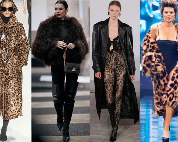 Estilos audaces: abrigos de leopardo, pieles oscuras y encaje negro, un look de mob wife.