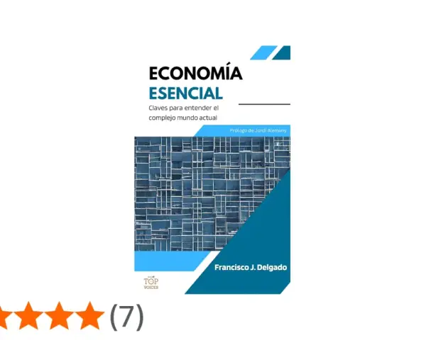 Libro "Economía Esencial" de Francisco J. Delgado, con una reseña de 5 estrellas. Explica la definición de actividad económica.