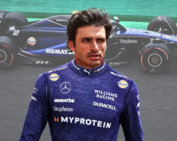 Carlos Sainz Jr. con su mono azul de Williams Racing, listo para la carrera.