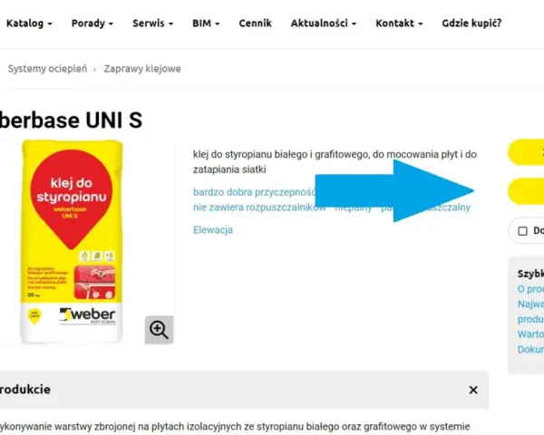 Kalkulator zużycia kleju do siatki na m2. Produkt weberbase UNI S do styropianu białego i grafitowego.