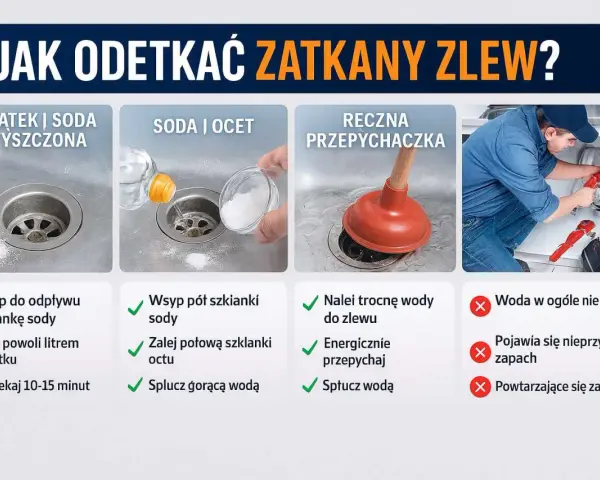 Zatkany zlew? Odetkaj sodą i octem! Poradnik krok po kroku