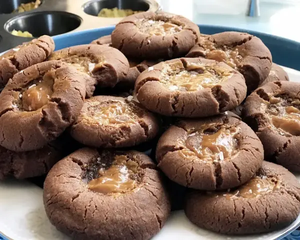 Chokladkakor med salt kolafyllning, perfekt för den som älskar att baka kakor.