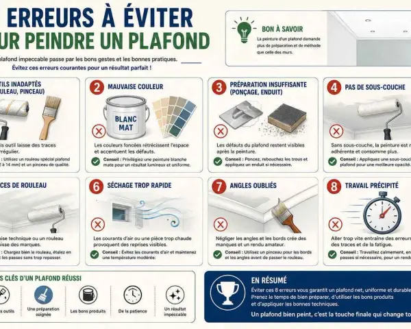 Le séchage trop rapide d'une peinture de plafond peut causer des reprises visibles. Évitez les courants d'air et maintenez une température modérée pour un résultat impeccable.