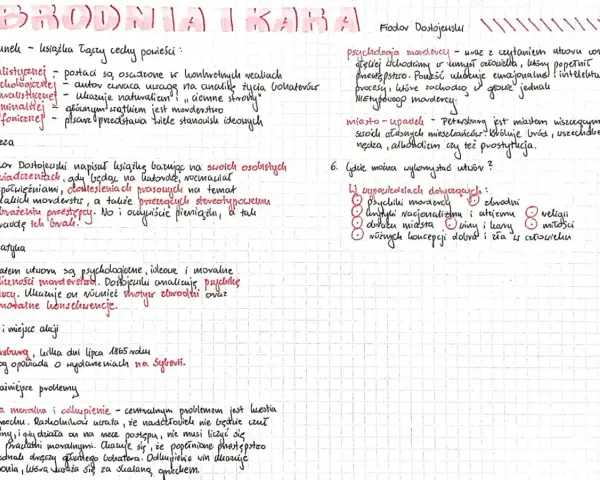 Zbrodnia i kara gatunek: realistyczny, psychologiczny, naturalistyczny, wymiarowy, polifoniczny. Dostojevski analizuje psychikę mordercy.