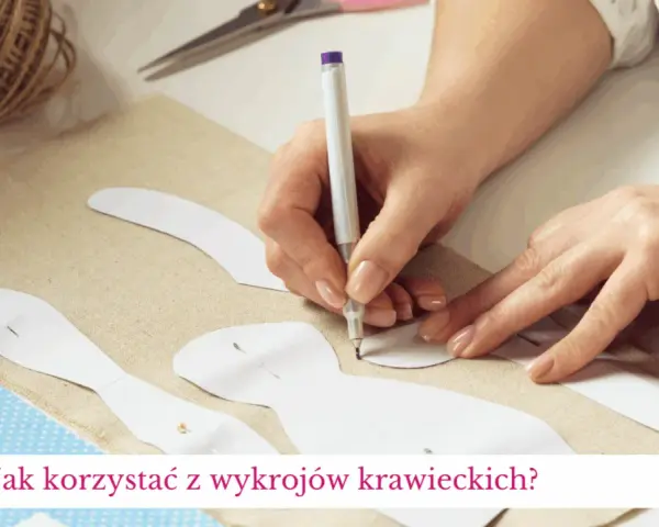 Rysowanie na tkaninie przy użyciu szablonu krawieckiego.