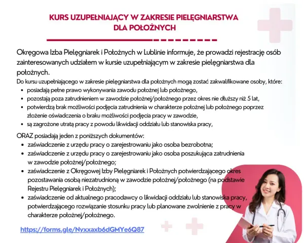 Kurs rko dla pielęgniarek: Izba Pielęgniarek i Położnych w Lublinie zaprasza na kurs uzupełniający. Szczegóły i zapisy online.