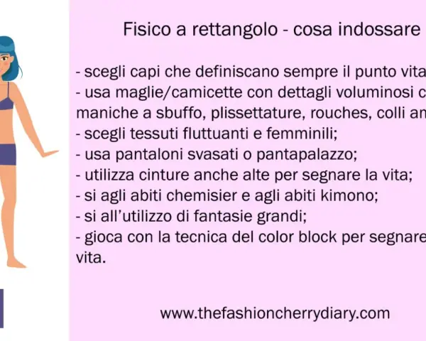 Guida per il fisico a rettangolo: valorizza il punto vita con capi che creano curve, tessuti fluidi e dettagli femminili.