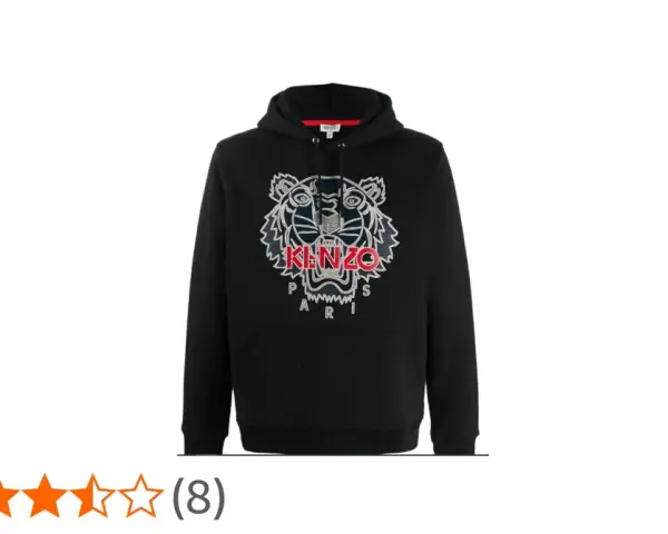 Czarna bluza z kapturem Kenzo z wyrazistym, haftowanym tygrysem i logo marki.
