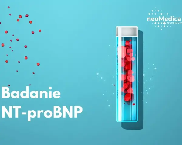 Badanie NT-proBNP. Próbka krwi w probówce, symbolizująca diagnostykę kardiologiczną.
