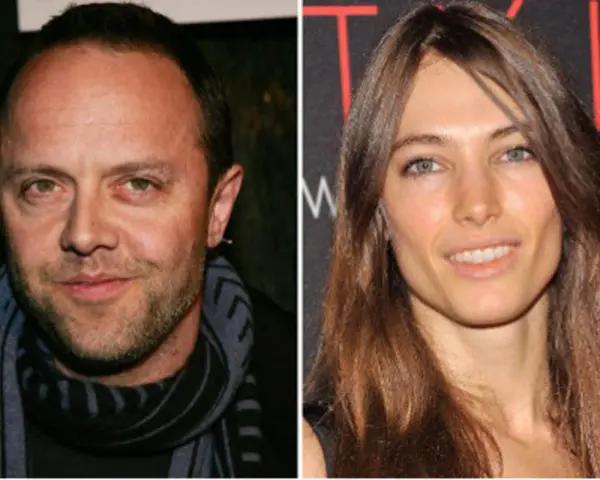 Lars Ulrich i jego żona, Jessica Miller, uśmiechają się do obiektywu.