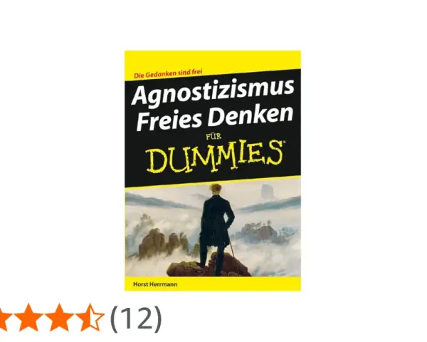 Buchcover "Agnostizismus Freies Denken für Dummies". Ein Mann steht auf einem Felsen und blickt in eine nebelverhangene Landschaft.