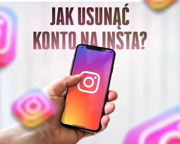 Chcesz wiedzieć, jak usunąć konto na Insta? Na ekranie telefonu widać ikonę Instagrama, a wokół niej inne, rozmyte loga.