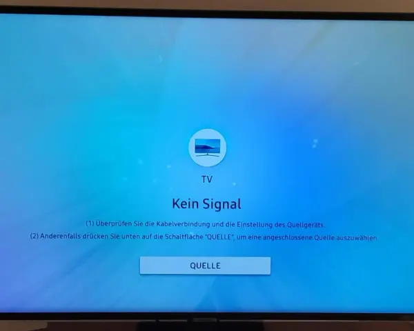 Fernseher zeigt "Kein Signal" an, keine Verbindung zum Satelliten. Prüfen Sie Kabel oder wählen Sie eine andere Quelle.