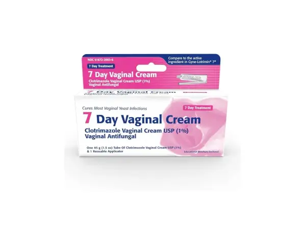 Opakowanie kremu dopochwowego Clotrimazole Vaginal Cream USP (1%) na 7 dni leczenia.