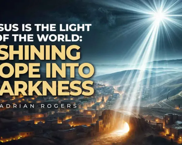 Jesus is the light of the world, shining hope into darkness over a city.