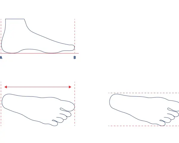 Guía para elegir tu talla Mizuno: mide tu pie de largo y ancho para saber si necesitas talla grande o pequeño.