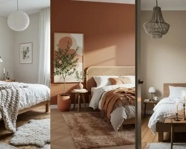 Tres acogedores dormitorios que invitan al descanso y crean ambientes de dormitorios románticos.