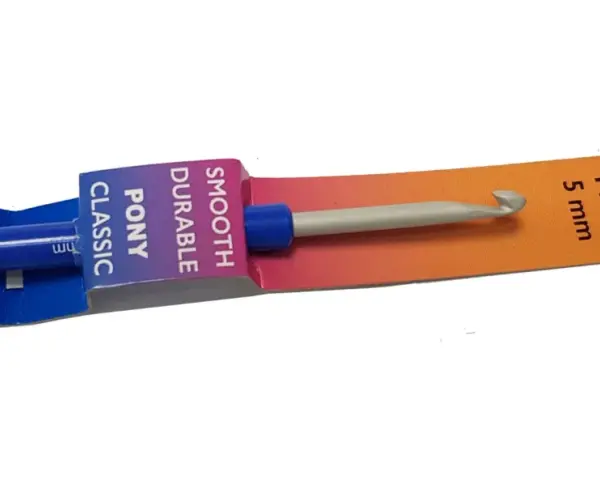 Szydełko Pony Classic 5 mm, idealne do sznurka 3mm. Gładkie i wytrzymałe, 14 cm długości.