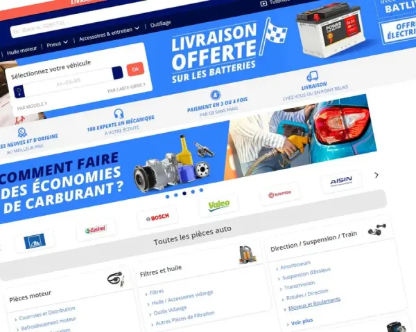 Page d'accueil Oscaro : recherche de pièces auto, livraison offerte sur les batteries, conseils d'experts.