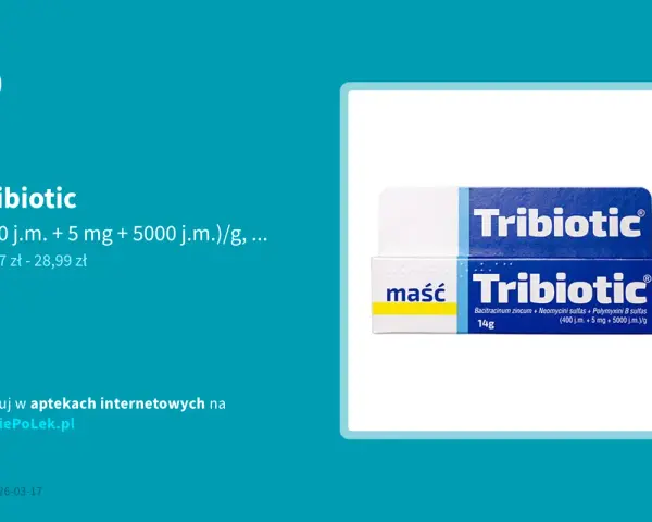 Maść Tribiotic na receptę czy bez? Sprawdź cenę i dostępność w aptekach internetowych.