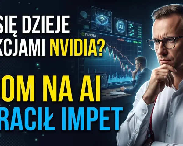 Analiza nvda notowań: czy boom na AI stracił impet? Mężczyzna w okularach analizuje wykresy giełdowe.
