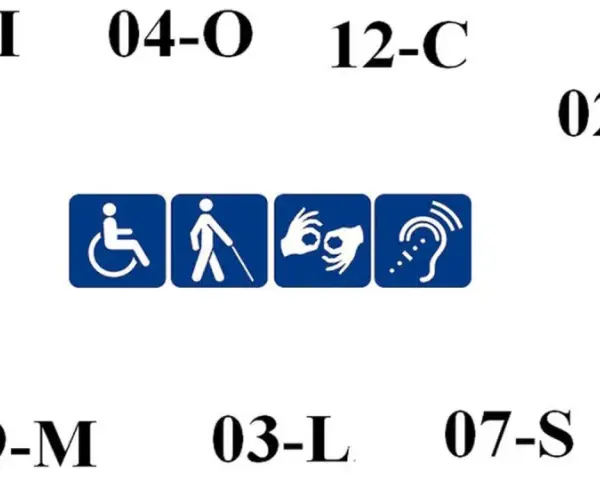 Symbole ułatwień dostępu: wózek, niewidomy, migowy, słuch. Orzeczenie o niepełnosprawności otwiera drzwi do wsparcia.
