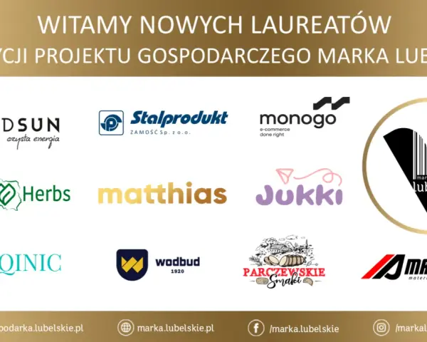 Logotypy laureatów XX edycji projektu gospodarczego Marka Lubelskie.