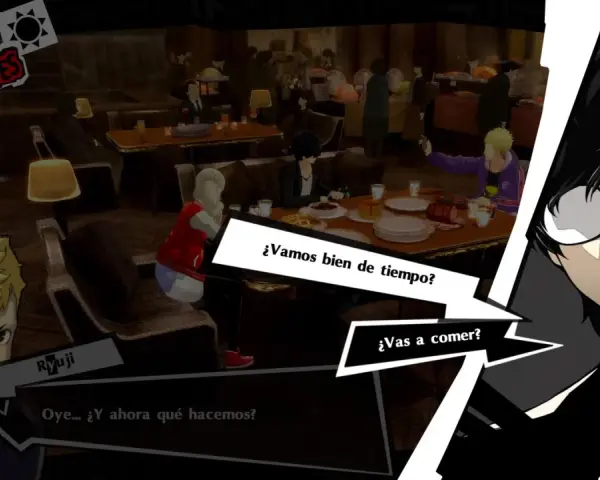 Ryuji y otros persona 5 royal confidentes comparten una comida. El protagonista se pregunta qué hacer ahora.