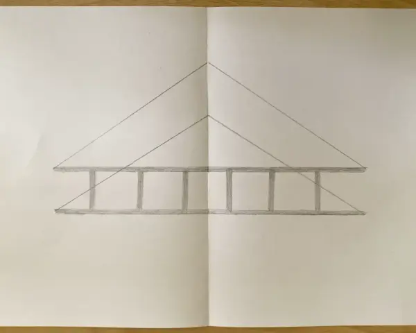 Dessin d'un pont suspendu simple, étape pour apprendre comment faire un trompe l'oeil.