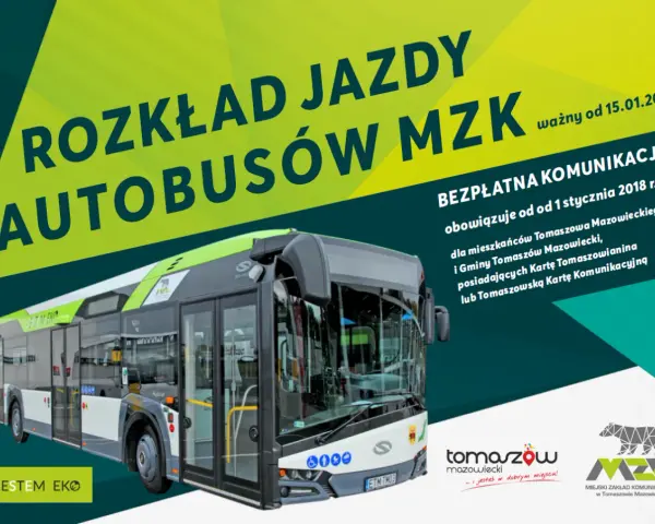 Rozkład jazdy autobusów MZK Tomaszów Mazowiecki. Bezpłatna komunikacja od 1.01.2018 dla mieszkańców.