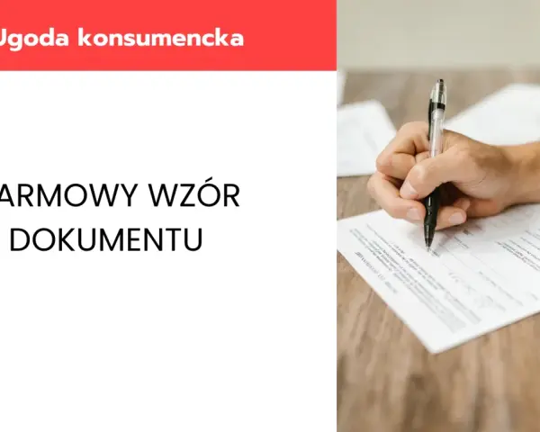 Darmowy wzór dokumentu ugody konsumenckiej. Ręka pisze piórem na papierze, przygotowując się do podpisania ugody.