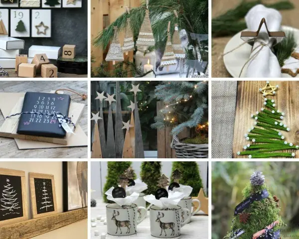 Ideen für Basteln Weihnachten Kinder 10 Jahre: Adventskalender, Baumschmuck aus Jute, Holz-Tannenbäume, Lichterketten, Geschenktassen mit Rentier.