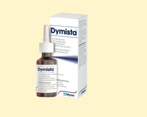 Dymista - spray do nosa w buteleczce i pudełku. Pomaga przy problemach z zatokami.