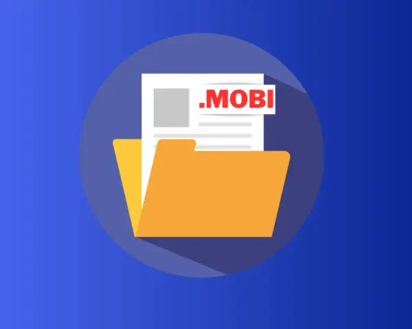 Ikona folderu z dokumentem .mobi, idealna dla każdego mobi reader.