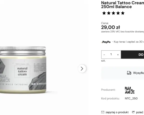 Natural Tattoo Cream Bio Wazelina Balance. Czy można smarować tatuaż wazeliną? Ten krem to naturalna alternatywa.