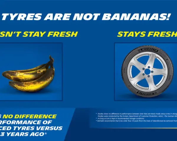 Gomme Michelin che restano fresche, a differenza delle banane. Ricerca conferma che i dot gomme non perdono performance.
