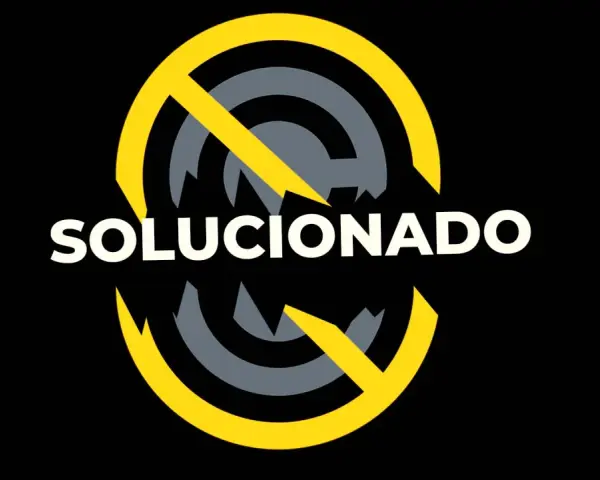 Logo "SOLUCIONADO" con un símbolo de prohibido amarillo sobre un fondo negro. ¡Tu problema de encontrar música para descargar sin copyright está resuelto!