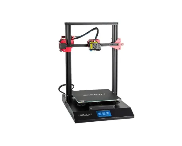 Drukarka 3D Creality CR-10 Smart Pro z czarną podstawą i czerwonymi elementami.