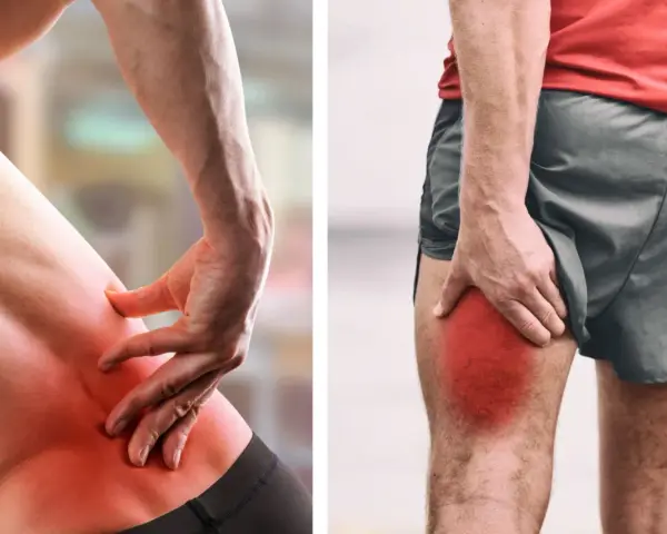 Douleur intense à la hanche et à la cuisse, signe de sciatique. Découvrez comment guerir une sciatique avec des exercices et des soins adaptés.