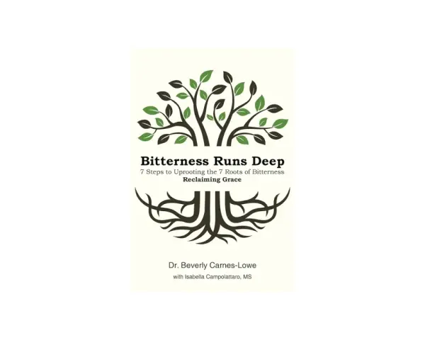 Book cover: "Bitterness Runs Deep" with a tree graphic, symbolizing how bitterness in the Bible can have deep roots.