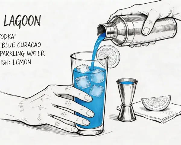 Przepis na drink Blue Lagoon: wódka, blue curacao (to ten niebieski likier!), woda gazowana i cytryna. Idealny na lato!